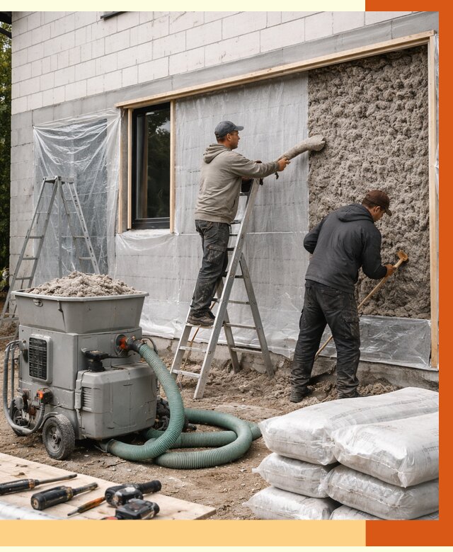 Утепление дома из газобетона эковатой в Назарове от 4625 руб./м2 | ТепломастерНрв