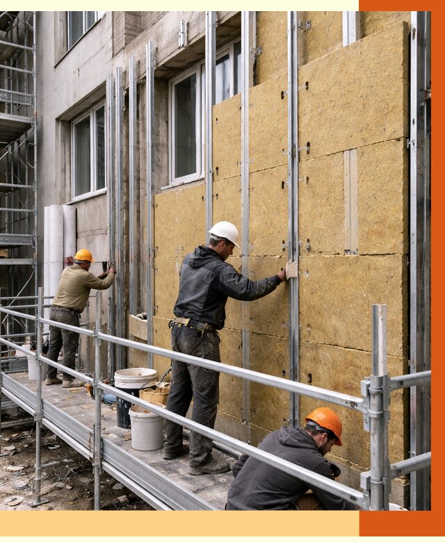 Утепление вентилируемого фасада в Назарове от 5756 руб/м2 — монтаж и утепление вентфасад | ТепломастерНрв